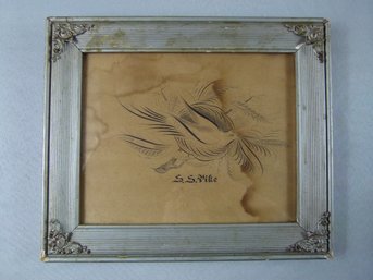 1912 Original  Caligraphy Drawing Of A Dove  'S. S. Pike'