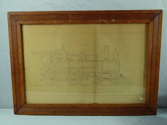1888 Original Mehanical / Draftsman Drawing Of A Locomotive Train