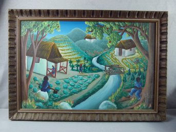Bourmond Byron Circa (1920-2004) Original Oil Painting From Haiti