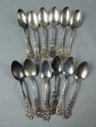 Lot Of 12 Very Ornate Sterling Silver Teaspoons 13.7ozt