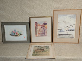 Lot Of 4 Original Works Of Art -Landscape Watercolors