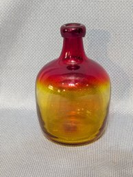 Mid Century Hand Blown Blenko Art Glass Amberina Bottle / Decanter