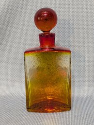 Mid Century Hand Blown Blenko Art Glass Amberina Rectangular Flask / Decanter