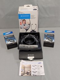 AV Lot  3 Pairs Of 3 -D Glasses 2 Samsung Together With Sennheiser Set 840-TV Wireless Headphones