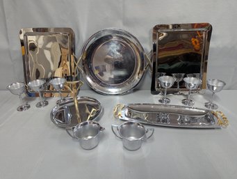 Lot Of Mid-Century Chrome Serving Pieces