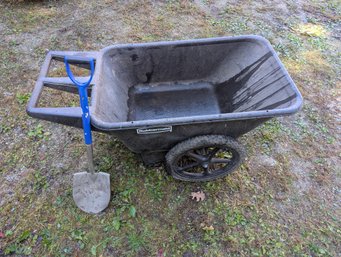 Large Rubbermaid Wheelbarrow & Shovel