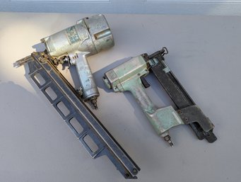 Lot Of 2 Older Nailguns / Pneumatic Nailers  One Hitachi