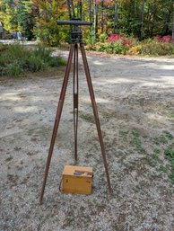 Older Wooden Cased Sears Roebuck Transit With Tripod
