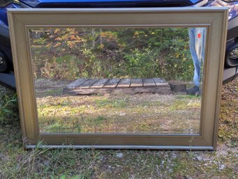 Large Decorative Silver Framed Beveled Mirror