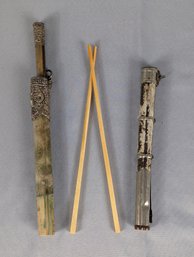 Antique Chinese Trousse Case With Chopsticks & A Knife