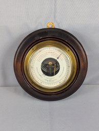 Antique Round Wooden Barometer Made For Word & Works, St Louis, MO