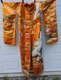 Huge Embroidered Kimono With White Cranes 75 Long X 52 Wide