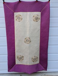 Small Asian Style Embroidered Quilt 70 X 45 Possibly Silk