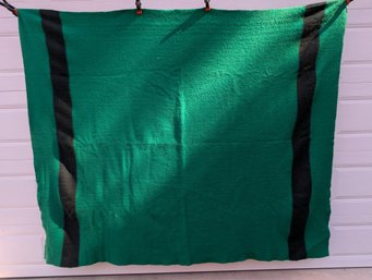 Vintage Black & Green Hudson River Wool Blanket 70 X 85