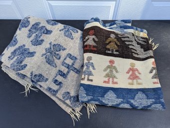 Lot Of 2 Interesting Wool Blankets Both Are 72 X 60