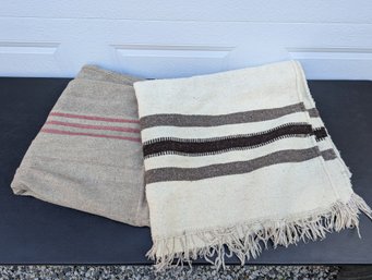 Lot Of Two Blankets One Hand Woven 2 Part Wool