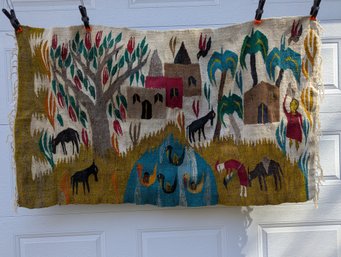 Vintage Hand Woven Folk Art Rug / Wall Hanging Possibly South American ?