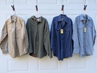 4 Button Up Shirts 2XLT  3 New Wranglers & A Carhart