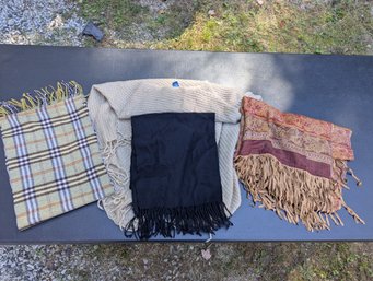 Lot Of Womens Colder Weather Scarfs Including Burberrys Of London100% Lambs Wool