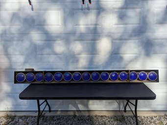 90 Inch Long Vintage Stage Light With 15 Cobalt Blue Glass Lenses
