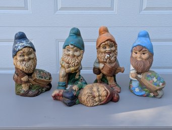 Lot Of 5 Ceramic Garden Gnomes