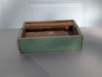 Primitive Old Antique Green Painted Knife / Tool / Carrying Box