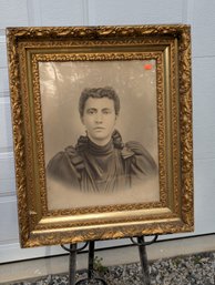 Antique Portrait Of A Woman In A Very Nice Antique Gold Frame