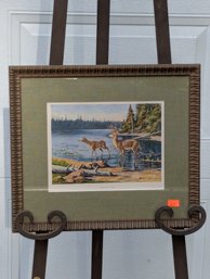 Vintage Oliver Kemp Framed Print  Adirondak Deer