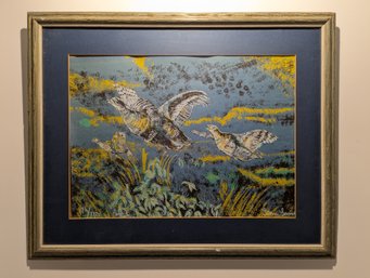 Illeg. Signed Serigraph Of Grouse In Flight Possibly By Jean Or Sean ?