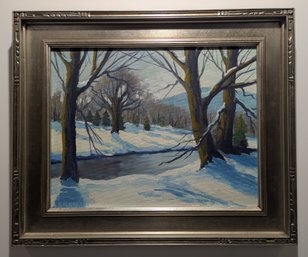 Original Rockport School Impressionist Winter Oil Painting Landscape By Robert Orfant