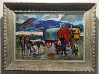 Alfred P. Czerepak (1928 - 1986) Gypsy Caravan Original Oil Painting