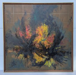 Large 4' X 4' James (Jim) Mickelson (1926 - 1998) Original Oil Painting Flora / Abstract