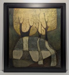 Jaroslav Vondracek (1920 - 1991 Original Oil Painting Cubist / Abstract Trees