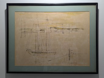 Alfred Birdsey (1912 - 1996) Bermuda Artist - Original Ink & Watercolor Painting