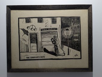 John Held, Jr. (1889 - 1958) Vintage Woodcut Print 'The Drunkards Wife'
