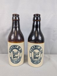 Newburyport Mass. C Leary & Co. Pair Of Stoneware Root Beer Bottles
