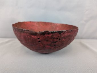 Crudely Cast Arcaic Non-Ferous Red Patinated Bowl - Possibly Bronze 37.7 Ounces