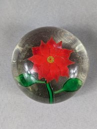 Antique Boston & Sandwich Glass Company Red Poinsettia Paperweight