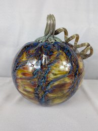 Hand Blown Art Glass Pumpkin - New Hampshire Artisan Made By Earth & Fire