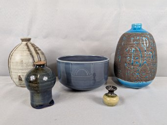 Lot Of 5 Pieces Of Studio Art Pottery