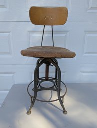 Industrial Era Uhl Steel Furniture Toledo Ohio Adjustable Height Metal Base Drafting Stool