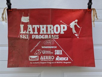 Vintage Lathrop Ski Programs Ski Racing Gate Flag W/ Advertising