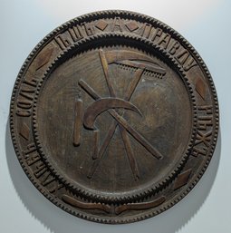19th Century Russian Hand Carved Wooden Bread Plate 20' Wide
