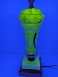 Antique Custard / Vaseline Slag Glass Boudoir Lamp