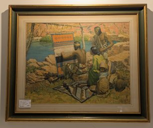 Robert Wesley Amick (1879-1969) Early 20th Century Large Print 'Indian Weavers' In Period Frame