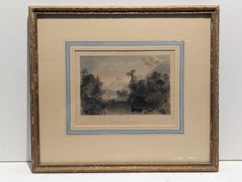 W H Bartlett (1809-1854) Antique Hand Colored Engraving Lake George The Narrows