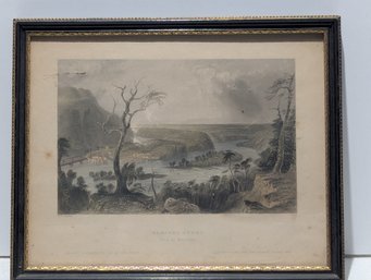 W H Bartlett (1809-1854) Antique Hand Colored Engraving Harper's Ferry From The Blue Ridge