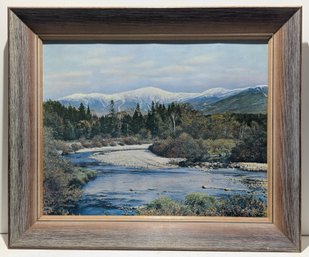 Vintage Sawyer Hand Colored Photograph Mount Washington & Ammonoosuc River New Hampshire