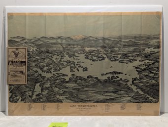 1909 Book / Map Bird's Eye View Lake Winnipesaukee - Steamer Mt. Washington