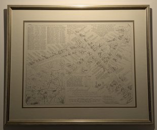 1976 Nicely Framed Map Of Historical Sandwich, New Hampshire By Bob Dustin